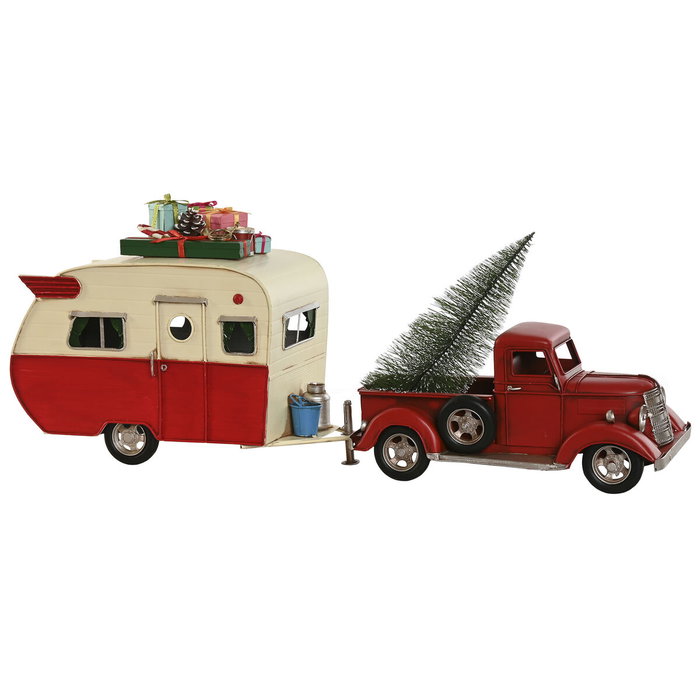 DKD Home Decor Vehículo de Decoración Metal Caravana Rojo