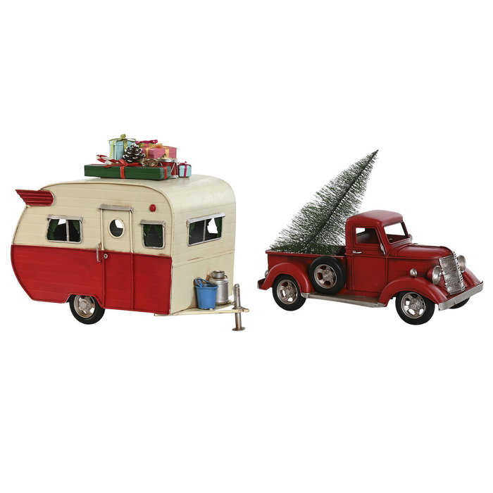 DKD Home Decor Vehículo de Decoración Metal Caravana Rojo