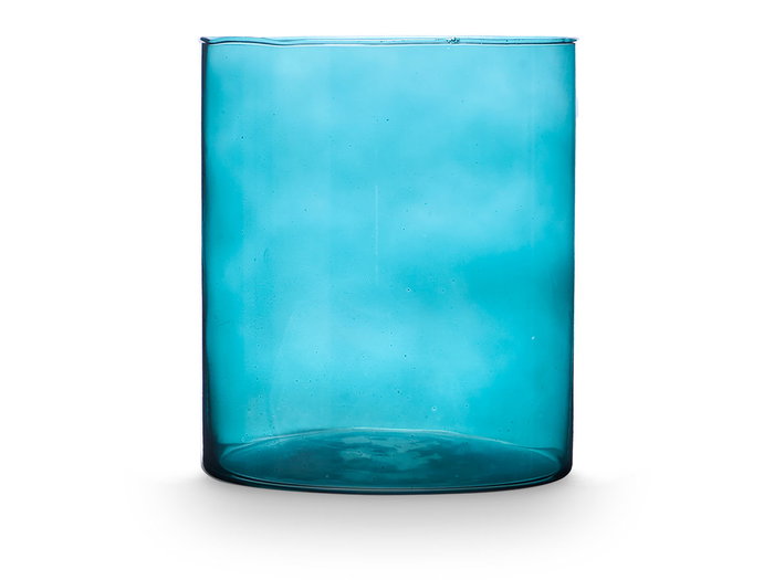 Giftdecor Jarron Cristal Cilindro Turquesa 17 cm Diametro X 20 cm Alto (Set de 4)
