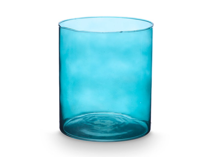 Giftdecor Jarron Cristal Cilindro Turquesa 17 cm Diametro X 20 cm Alto (Set de 4)