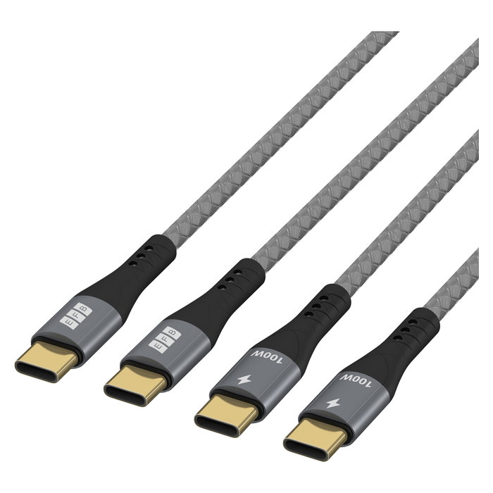 EFB Elektronik USB-CC-00005 Set de 2 Cables USB-C 100W 1m Gris