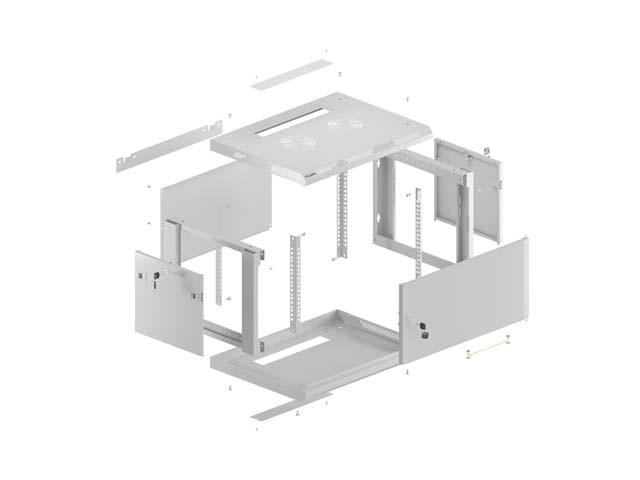 Lanberg Armario Rack de Pared 19 pulg 4U 600x600 gris