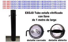Estufa Tubo Vitrificado Negro 1 Metro Ø120 con Llave TV120