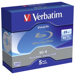 Verbatim BD-R Blu-Ray DataLife 6x 25GB - Pack de 5