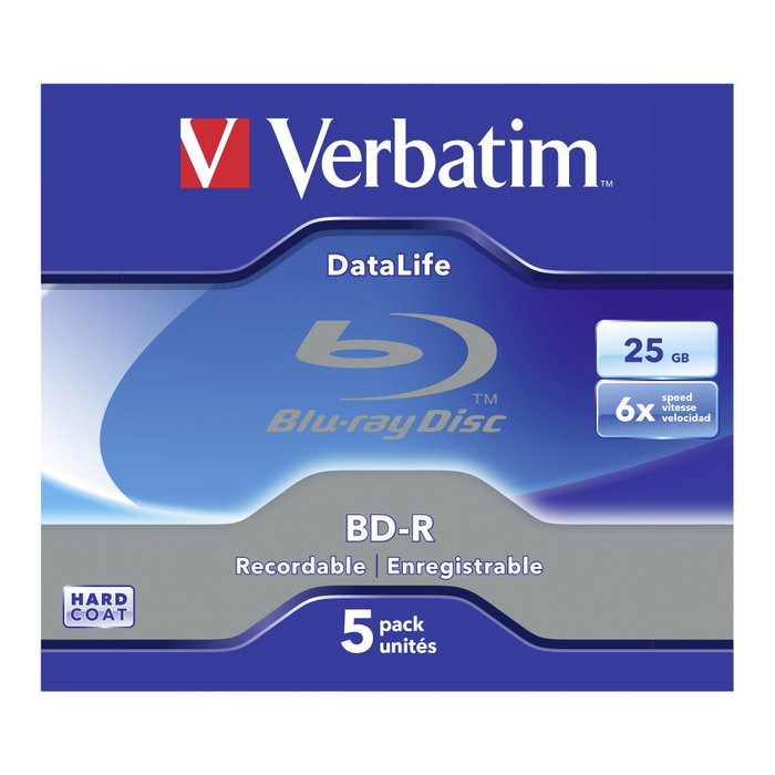 Verbatim BD-R Blu-Ray DataLife 6x 25GB - Pack de 5