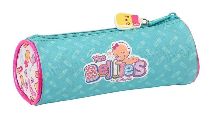 Estuche Escolar Cilíndrico The Bellies 20 x 7 x 7 cm Morado Turquesa Blanco