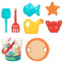 Color Baby Cubo Playa Summer Sea con Pala, Rastrillo y Regadera en Red de 18 cm