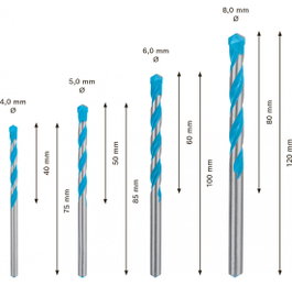 BOSCH Set de 4 Brocas Multi Material Expert 4, 5, 6, 8 mm