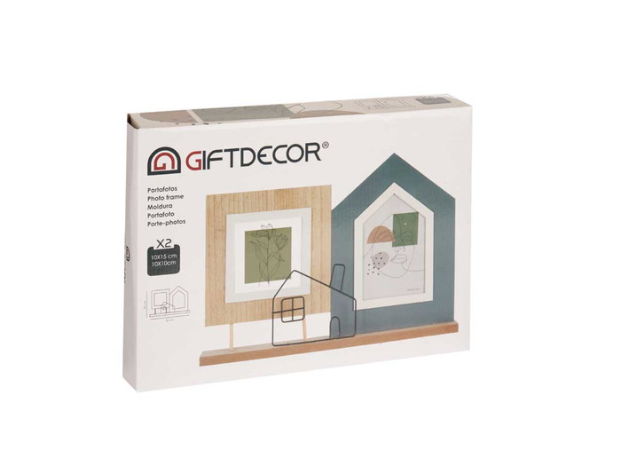 Giftdecor Portafotos Doble Casa Marron y Negro 36 x 26 x 6 cm (Set de 6) Giftdecor Portafotos Doble Casa Marron y Negro 36 x 26 x 6 cm (Set de 6)