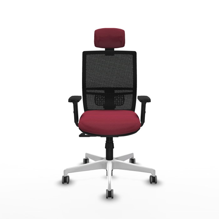 PIQUERAS Y CRESPO Silla de oficina Yunquera con mecanismo Sincro, Tela Granate y Malla Negra PIQUERAS Y CRESPO Silla de oficina Yunquera con mecanismo Sincro, Tela Granate y Malla Negra