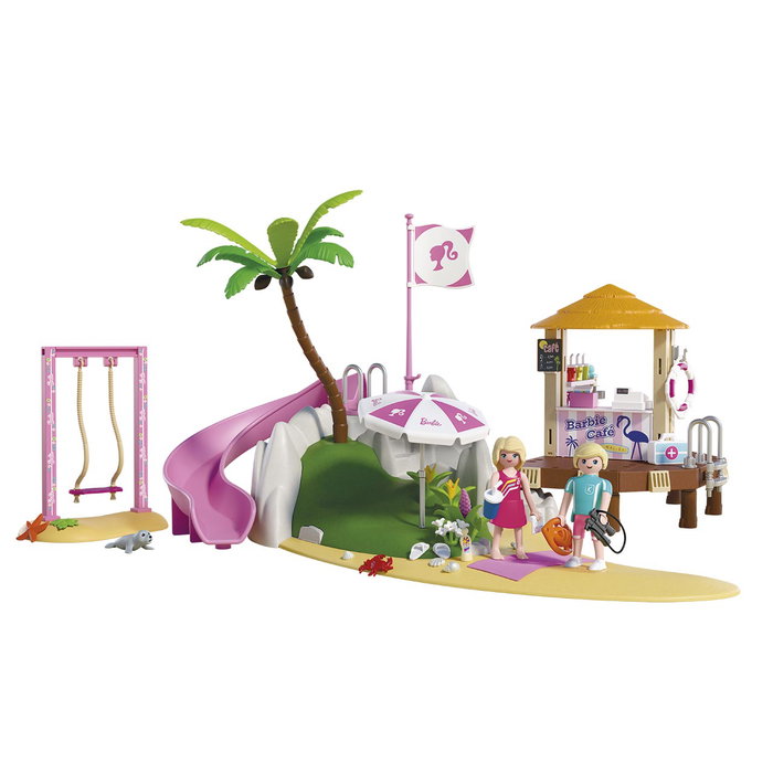 Playmobil - Barbie Café de Playa 72121 Parque Acuático Malibu con Toboganes y Piscina, Juguete en Español +4 Años Playmobil - Barbie Café de Playa 72121 Parque Acuático Malibu con Toboganes y Piscina, Juguete en Español +4 Años