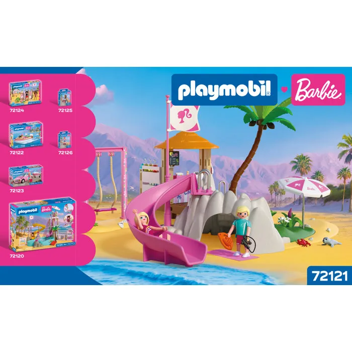 Playmobil Barbie Parque Acuático Malibu con Toboganes y Piscina 72121