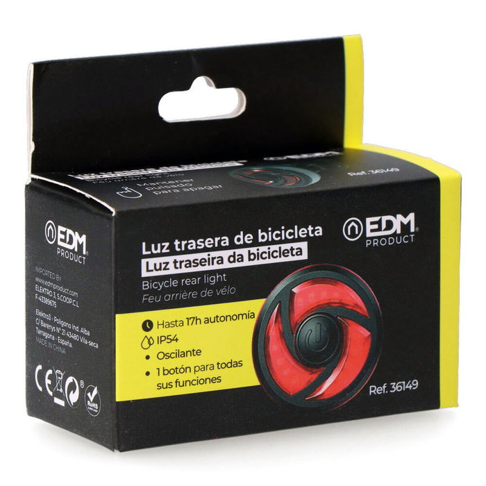 Edm Luz LED trasera de bicicleta roja Edm Luz LED trasera de bicicleta roja