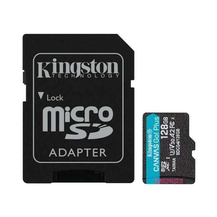 Kingston Canvas Go! Plus 128 GB microSDXC A2 U3 V30 con adaptador Kingston Canvas Go! Plus 128 GB microSDXC A2 U3 V30 con adaptador