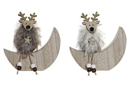 DKD Home Decor Decoración Poliéster Luna y Reno Surtido 13x3x13 cm