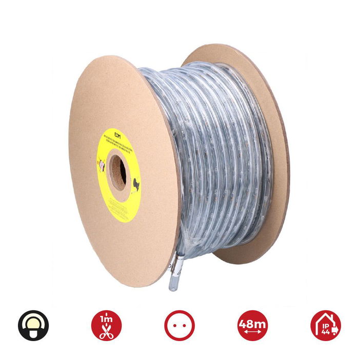 Edm Tubo Flexiled 2 Vías Fijo 48m 30 Leds/m Blanco Cálido IP44 Edm Tubo Flexiled 2 Vías Fijo 48m 30 Leds/m Blanco Cálido IP44