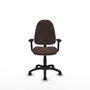 Silla de oficina Algarra con mecanismo Contacto permanente básico tapizada con Similpiel color Marrón oscuro. Equipada con Base poliamida negra, Brazos 2D y Ruedas de nailon 50 mm