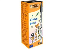 Bic Bolígrafo Cristal Expression Kawaii Negro, Punta 1.0 mm, Tinta Aceite, Diseño de Capuchón