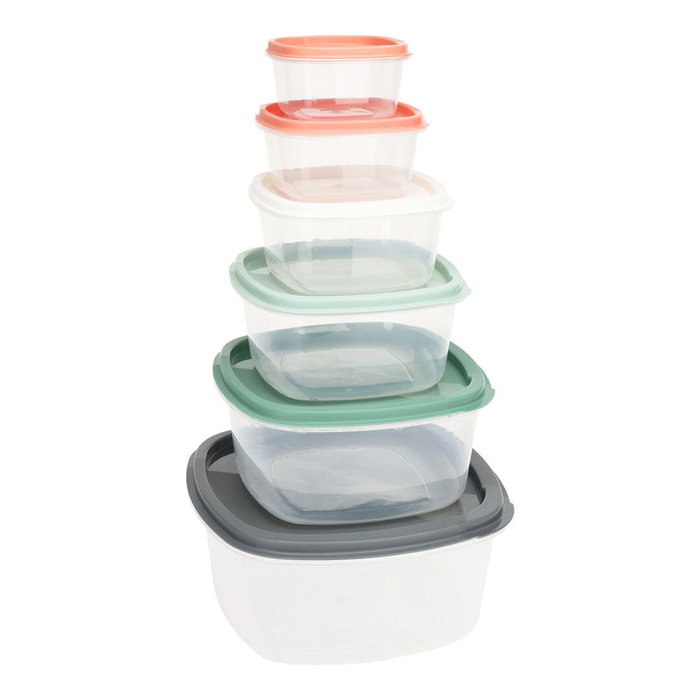 Excellent Houseware Set 6 Fiambreras Plástico con Tapas de Colores y Medidas Diferentes Excellent Houseware Set 6 Fiambreras Plástico con Tapas de Colores y Medidas Diferentes