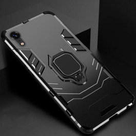 CoreParts Funda iPhone XR, Funda Militar Anti-Caidas a Prueba de Golpes con Anillo Magnético y Cubierta Silicone TPU para Protección Completa - Negro