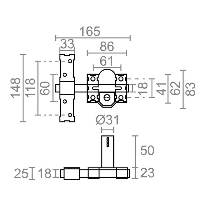 MICEL Cerrojo sobreponer CRR11 86L/50 mm, Reversible, con sistema antibumping, 5 llaves de seguridad, acabado latón satinado