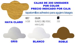 Tapatornillos Blanco Adhesivo para Agujero Bisagra 200 Und. A-358