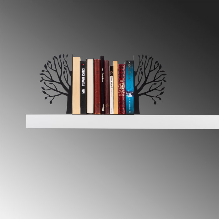 Aberto Design Sujetalibros 7 de Metal Negro, Elegante y Duradero para Estanterías, 148cm