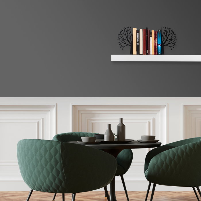 Aberto Design Sujetalibros 7 de Metal Negro, Elegante y Duradero para Estanterías, 148cm