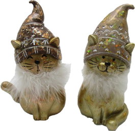 DKD Home Decor Figura de Gato en Resina Surtida (9x6x15 cm) de Dorado y Blanco