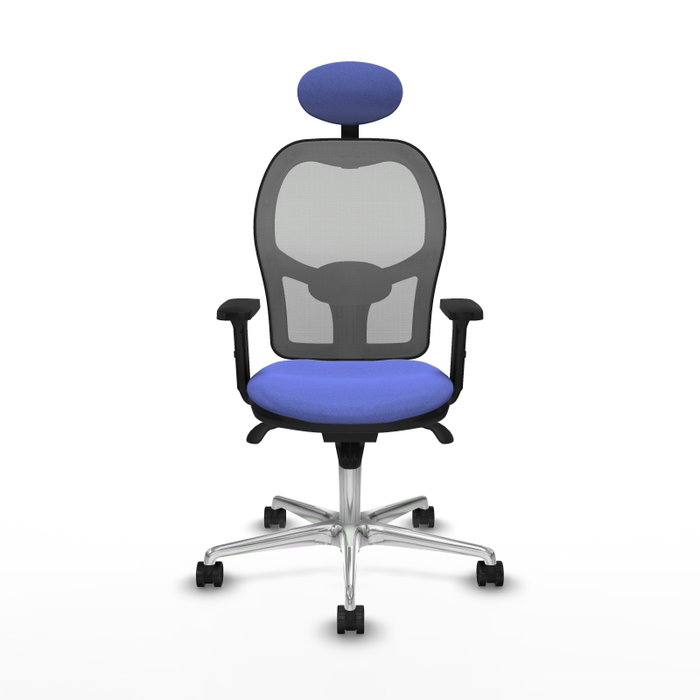 PIQUERAS Y CRESPO Silla de oficina Jorquera con mecanismo sincro, tela azul claro y malla gris