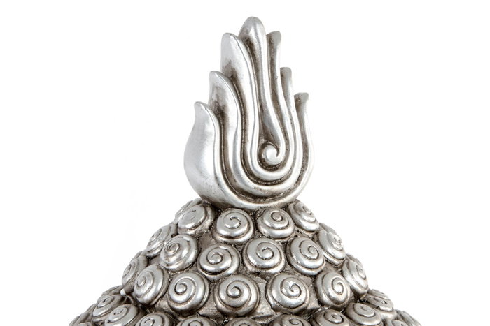 DKD Home Decor Figura de Resina Cabeza de Buda Plateada