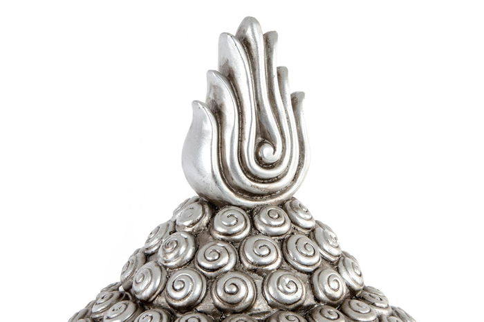 DKD Home Decor Figura Oriental Cabeza Buda Plateado Negro 24 x 49 x 27 cm