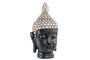 DKD Home Decor Figura Oriental Cabeza Buda Plateado Negro 24 x 49 x 27 cm