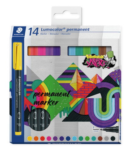 STAEDTLER Lumocolor Permanent 318 Estuche de 14 unidades punta fina STAEDTLER Lumocolor Permanent 318 Estuche de 14 unidades punta fina