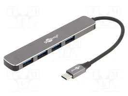 GOOBAY Hub USB 3.2 con 4 puertos USB-A y puerto USB-C, Gris