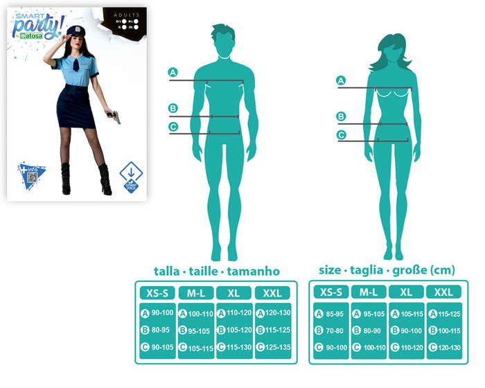 Disfraz de Policía Mujer Adulto Azul XS-S Disfraz de Policía Mujer Adulto Azul XS-S