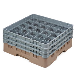 CAMBRO - 25S638-184 - Cesta de lavado 25 comp. 3 alturas - 8,7 cm Ø máx. - alt. máx. 17,6 cm - 50 x 50 x 22,5 cm - Beige