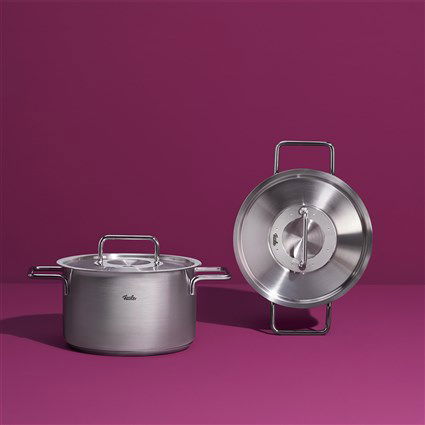 Fissler Pure Profi Cacerola de 24 cm con tapa de metal - Acero inoxidable reciclado - Ref 08612424000/0