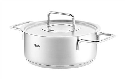 Fissler Pure Profi Cacerola de 24 cm con tapa de metal - Acero inoxidable reciclado - Ref 08612424000/0