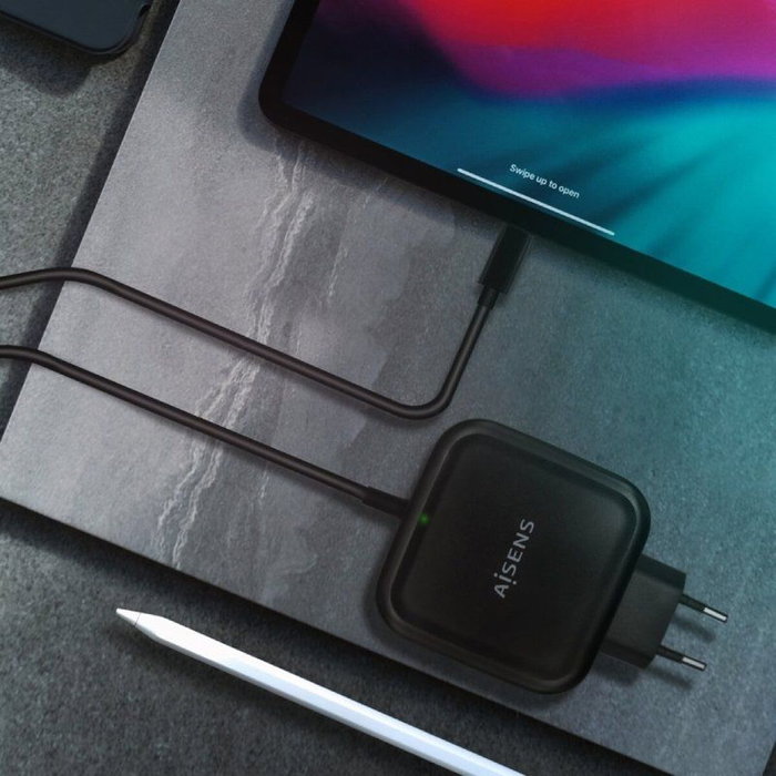 Aisens Cargador 65W USB-C PD3.0 QC3.0 Negro con Cable 1.2m Aisens Cargador 65W USB-C PD3.0 QC3.0 Negro con Cable 1.2m