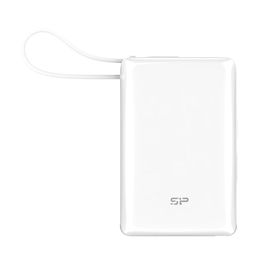 Silicon Power Powerbank CP10 10000 mAh Batería Externa, Carga Rápida USB-C y USB-A, Cable USB-C Integrado, 3 Puertos, Color Blanco, smartSHIELD, Certificaciones CE/FCC