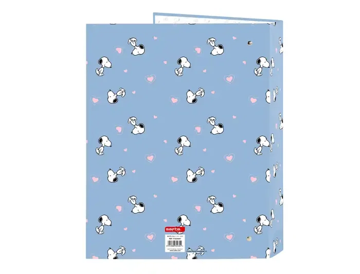 SAFTA Carpeta de Anillas Cartón Forrado Folio (215x315 mm) - 4 Anillas 25 mm - Colección Snoopy