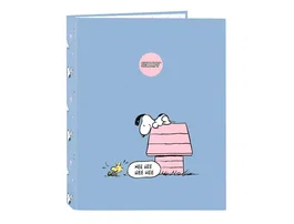 SAFTA Carpeta de Anillas Cartón Forrado Folio (215x315 mm) - 4 Anillas 25 mm - Colección Snoopy