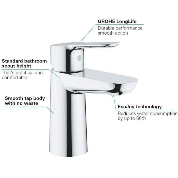 Grohe Mezclador de lavabo BauEdge Monomando Talla S