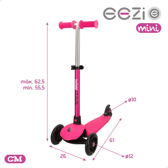 EEZI Patinete infantil de 3 ruedas fucsia con manillar desmontable EEZI Patinete infantil de 3 ruedas fucsia con manillar desmontable