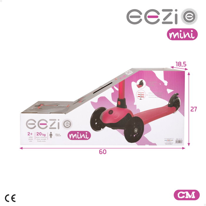 EEZI Patinete infantil de 3 ruedas fucsia con manillar desmontable EEZI Patinete infantil de 3 ruedas fucsia con manillar desmontable