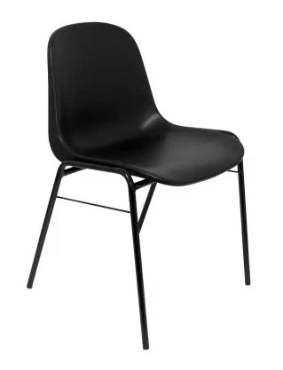 Piqueras y Crespo Alborea - Pack de 4 Sillas Confidente, Ergonómica y Apilable - Asiento y Respaldo Duro en PVC con Estructura Negra