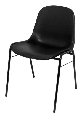 Piqueras y Crespo Alborea - Pack de 4 Sillas Confidente, Ergonómica y Apilable - Asiento y Respaldo Duro en PVC con Estructura Negra