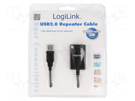 LogiLink Repetidor USB 2.0 A a A de 5m Negro