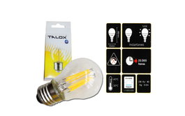 TALOX Bombilla LED Filamento Esférica G45 E14 4W 3000K 400 Lumen